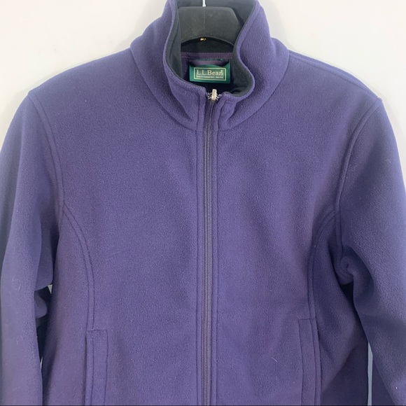 LL Bean Jacket Womens S Small Full Zip Fleece Coat Purple Sweatshirt Pockets - Picture 2 of 8